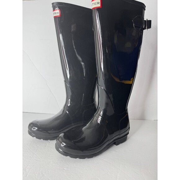 NEW Hunter Original Back Adjustable Gloss Rain Boots Black EU 36 US 5 UK 3 - Picture 5 of 8